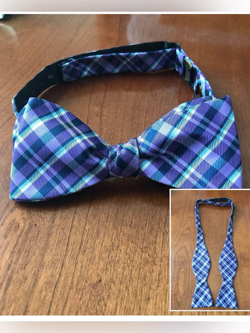 COUNTESS MARA Purple Plaid Bow Tie